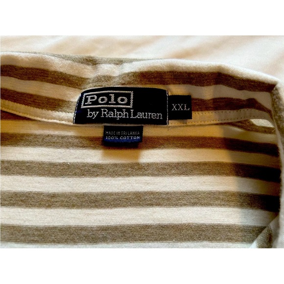 Vintage Polo by Ralph Lauren polo shirt size XXL Beige/white stripe - Picture 2 of 5